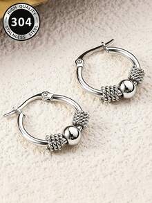 1 Pair Charming Hoop Earrings, Designed For Women, Suitable For Wedding, Engagement, Anniversary Party, Valentine's Day Gift - Silver - View 1