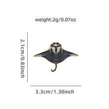 Manta Ray Enamel Pin Fashion Decorative Pins Ornaments Lapel Bag Badges Jewelry Gifts - Black - View 2