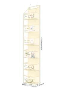 1個黃色6層懸掛式收納袋，免鑽孔透明視窗整理袋，大容量多功能物品分類袋，適用於臥室、浴室、衣櫥、客廳、門後及基督徒家庭 - 米色 - 查看 3