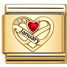 Pulsera de encanto italiana con patrón de corazón mensual para hacer joyas - Dorado - Ver 13
