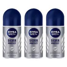 NIVEA MEN Silver Protect Anti-Perspirant Roll-On Deodorant 50ml - 48-Hour Protection With Anti-Bacterial Silver Ions, Quick-Drying Formula, Alcohol-Free, Pack Of 3 - Multi Scents - View 1