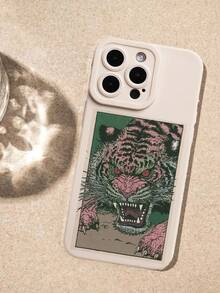 Funda de teléfono de silicona líquida con rayas de tigre rosa estilo Ukiyo-E japonés, protección completa del Body, a prueba de golpes y caídas, carcasa de goma suave TPU compatible con iPhone - Multicolor - Ver 2