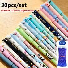 30pcs Panda Cat Erasable Pen Set, Hot Erasable Pen, 0.5mm Blue Ink, Multiple Styles, Suitable For Learning, Office, Party, Gift, - Multicolor - View 10