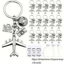 30pcs/Pack Airplane Keychain Assortment, Including 10pcs Travel Keychain, 10pcs Clear Organza Bags And 10pcs Thank You Tags, Earth Camera Travel Airplane Keychain Party Wedding Gift DIY Keychain Pilot Travel Lover Adult And Aviation Enthusiast Accessory - View 7