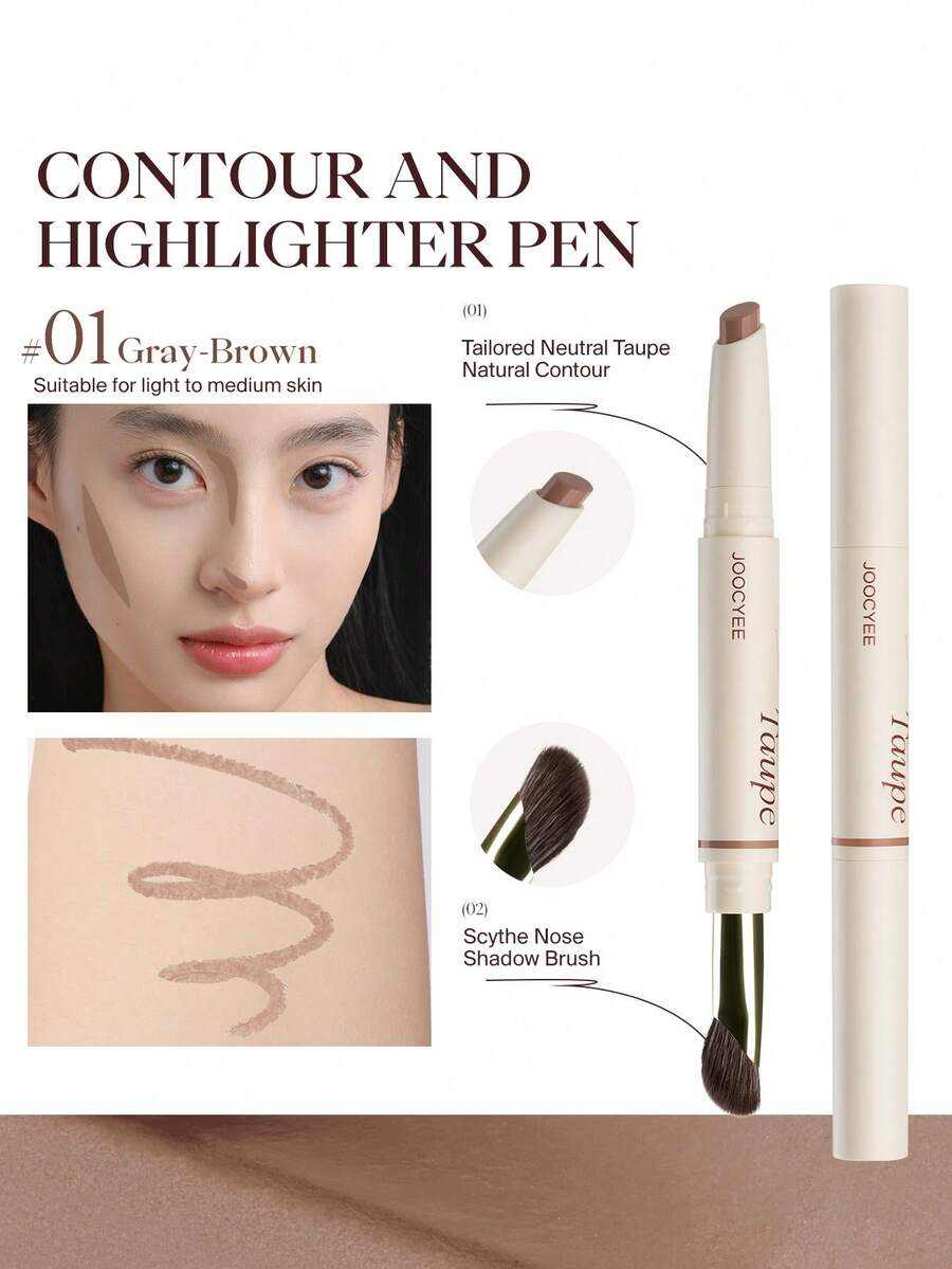 JOOCYEE Contour Highlighter Pen, Natural Brightening, Smooth, Long-Lasting - CONTOUR PEN 01 TAUPE - View 1