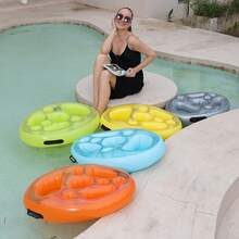 Silver Inflatable Floating Drink Tray - Portable Pool Bar Accessory, Suitable For Summer Poolside Parties - Multicolor - View 3
