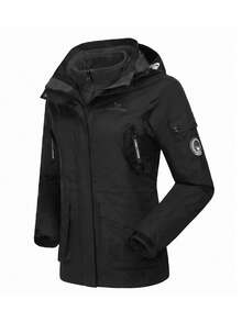 CAMEL CROWN Women's 3-In-1 Waterproof Windproof Ski Jacket With Fleece Lining, Suitable For Rainy/Snowy Outdoor Hiking - Black - View 10