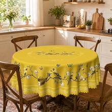1pc Bird Floral Butterfly Print Polyester Tablecloth, Suitable For Kitchen, Dining Room, Holiday, Birthday Banquet, Party Table Decoration - Multicolor - View 2