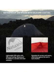 Naturehike Cloud up Pro - Tienda de campaña para 2 personas de doble capa impermeable para dos personas ultraligera para 2 personas con huella - Gris - Ver 6