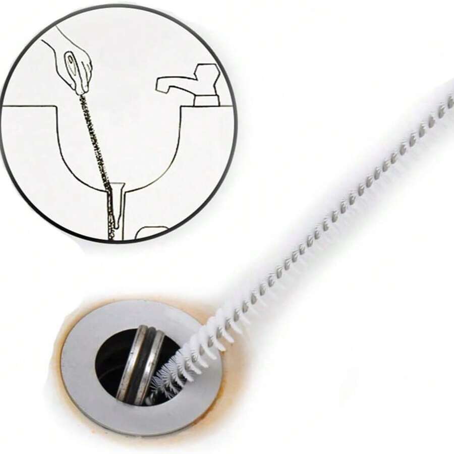 1pc Drain Cleaning Brush, Kitchen Sink Drain Clog Remover Brush, Flexible Long Pipe Hair Clogs Catcher Cleaner Tool For Toilet, Bathroom Tub