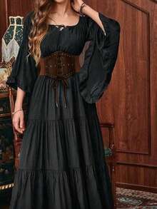1pc Women's Renaissance Style Brown Fashion Waist Cincher, Suitable For Halloween Costume Party Or Daily Wear - Brown - View 4