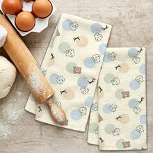 1 pieza/2 piezas/4 piezas Toallas con estampado de conejo y fresa, ultra suaves, de secado rápido y alta absorción, color beige claro, toallas de mano con patrón de letras de la suerte, lavables a máquina, para niños, cocina, baño y uso diario - Multicolor - Ver 11