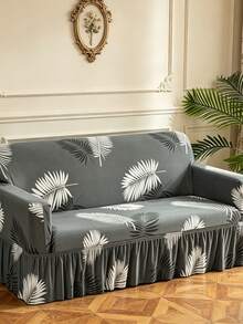 1 chiếc vỏ bọc sofa co giãn có váy, vỏ bọc sofa 3 chỗ/sofa phòng khách/trang trí phòng khách - Xám - Xem 1