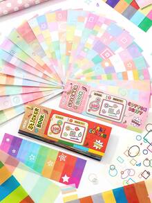 1pc Color Card Basic Stickers Pad, Minimalist High-Aesthetic Planner Material, Numeric & Dot Handmade DIY Stickers School Supplies, Back To School - Multicolor - View 13
