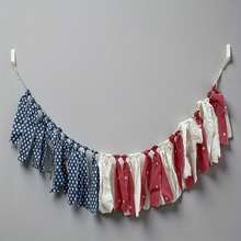Independence Day Patriotic Fabric Tassel Banner - Red, White, And Blue Garland; Patriotic-Themed Hanging Decoration For July 4th Parties, Porch And Fireplace Decor. (Style May Vary) - 1 - 查看 1