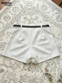 Set Of 3 Women's High-Waisted Tailored Shorts + 1 Free Belt - 1個棕色 1個黑色 1個白色 - 查看 7
