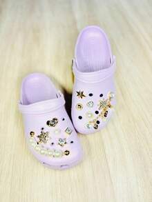 Chinelo babuche baixa Croco 100% EVA com pingente-macio e confortável - lilas - Visão 1