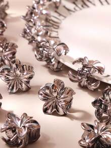 10/20/30pcs European And American Minimalist Style Gun Black Eggplant Flower Hair Clips, Women Retro Luxury Minimalist Hairpins For Casual Everyday Wear Summer Hair Accessories Beach Claw Clips - Multicolor - View 3