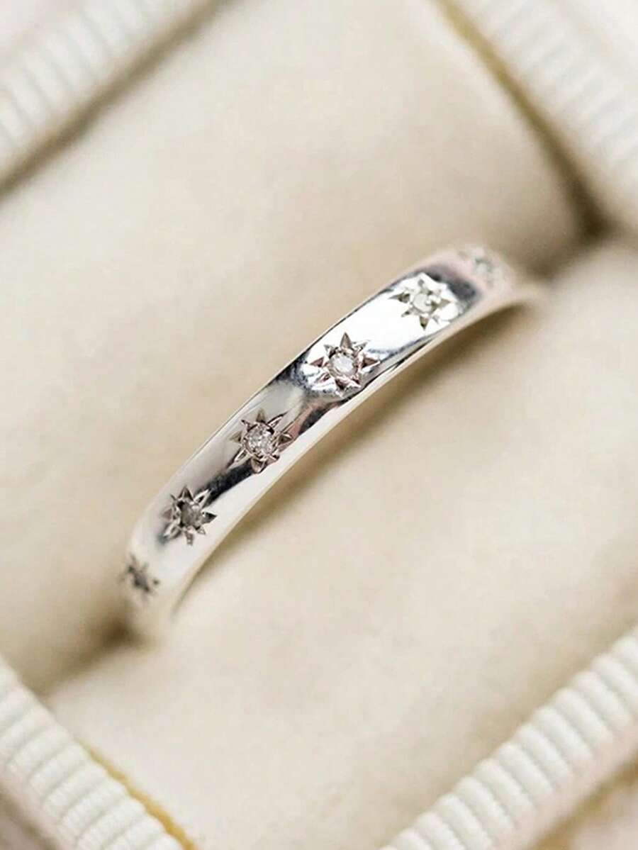 1pc Elegant Cubic Zirconia Women's Ring, Suitable For Wedding Engagement Gift Jewelry