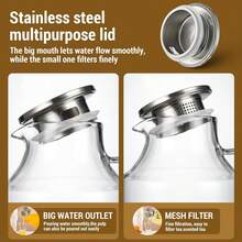 128oz Large Glass Carafe With Handle, Borosilicate Glass Water Pitcher With Strainer Lid, Fridge Friendly Jug For Hot & Cold Beverages - Clear - View 3