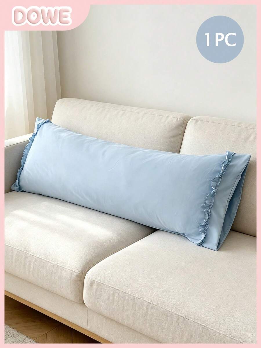 1pc 100% Polyester Solid Color Lace Long Pillowcase, Lightweight And Elegant, Soft As Clouds, Suitable For Bedding And Sofa Decor (Pillow Insert Not Included)