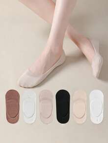 3/7 pares de calcetines invisibles de barco de unicolor para mujer, cómodos y versátiles, minimalistas antideslizantes, calcetines de unicolor adecuados para el uso diario en verano - Multicolor - Ver 8