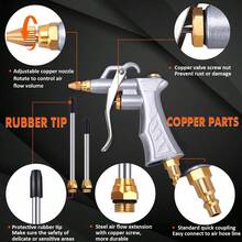 Industrial Air Blow Gun, Equipped With A Brass Adjustable Airflow Nozzle And Two Steel Extension Rods, Pneumatic Air Compressor Accessory Tool, Dust Removal And Air Blowing Gun, Dust Cleaning Air Blowing Gun - Silver - View 4