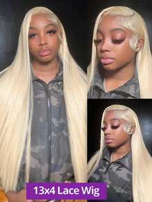 34 Inch 613 Blonde 13x4 Transparent Straight Lace Front Wigs 200 Density Brazilian Human Lace Wig Pre Plucked Hairline With Baby Hair Elastic Band Can Be Middle Part Left/ Right Side Part And Free Part For Women - S613 - 查看 8