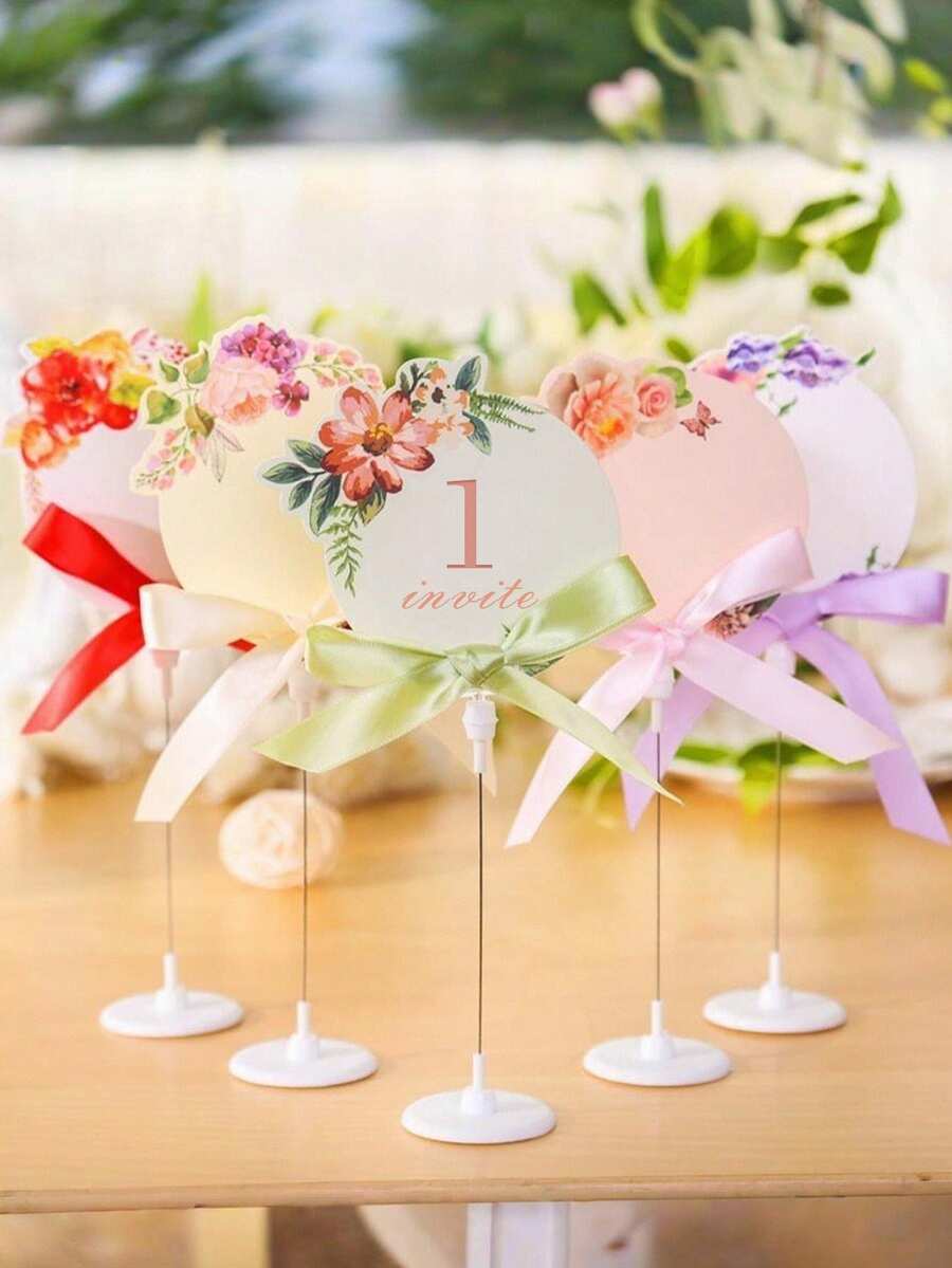 4/8/12pcs Reusable Wedding Table Number Card Holders, Suitable For Weddings, Parties And Events, Sturdy Table Stands And Memo Clips, Suitable For Photos And Notes - View 1