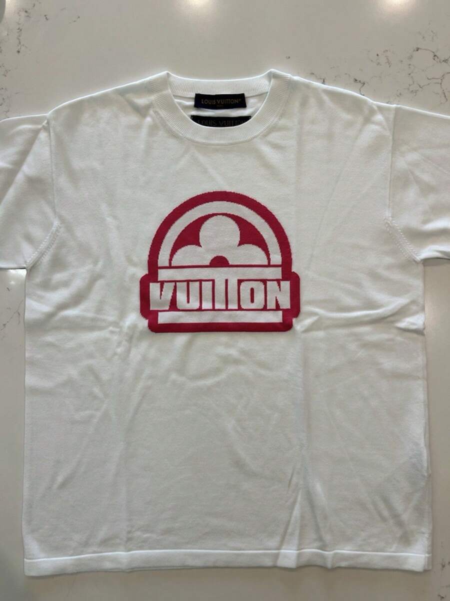 Pink Logo Knit Short Sleeve T-Shirt Size L - Style1 - View 1