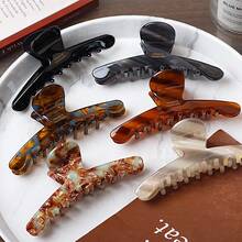 1pc Korean France Minimalist Acetate Shark Claw Hair Clip For Women, High-End Quality Hair Grip For Back Of Head - Multicolor - View 5
