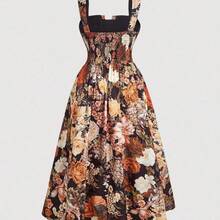dagjydgfyja  MOD Vestido de talla grande, elegante y romántico, con estampado floral retro de verano - Naranja - Ver 7