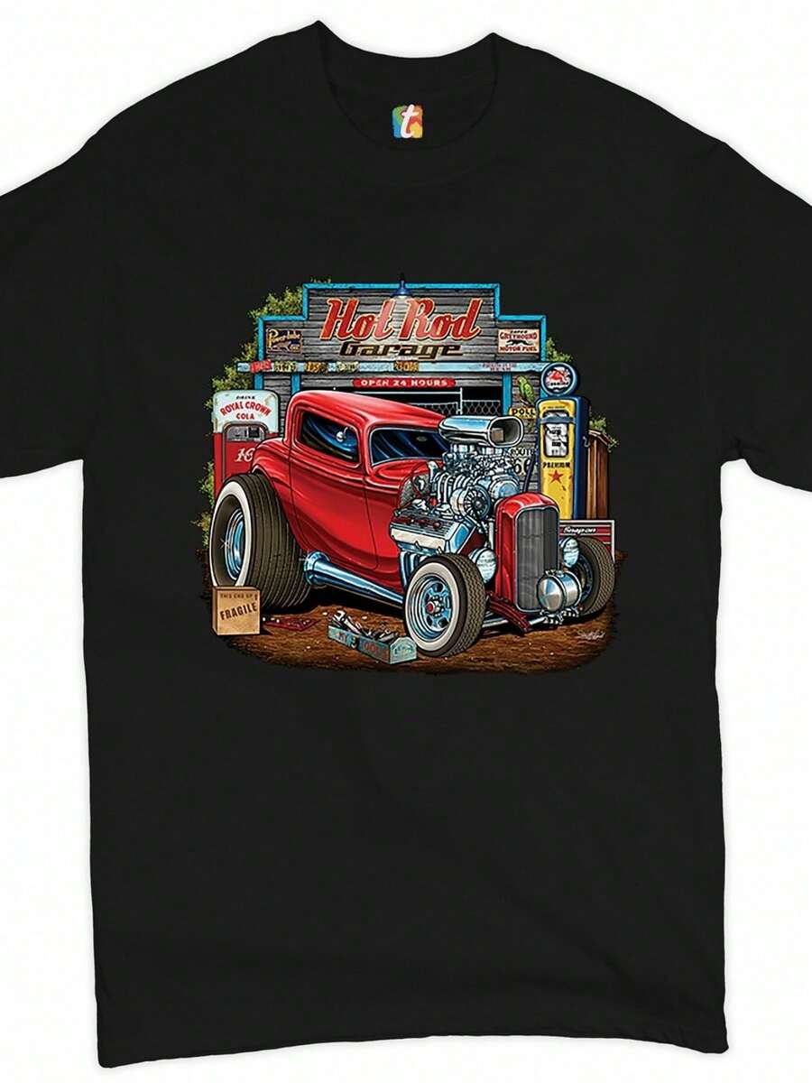 Maglietta Hot Rod Garage 2026 Retro Vintage Drag Racing Car Maglietta Da Uomo, Top Da Donna, Magliette Da Donna, Magliette Grafiche Da Donna, Magliette Oversize Da Donna, Magliet - 後七 - 查看 1