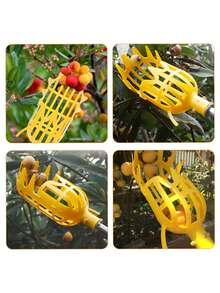 1pc Fruit Picking Basket Head, Portable Fruit Picker, Compatible With Apple And Peach Picking, Farm And Garden Picking Equipment, Gardening Tool, Durable Fruit Picker, Bright Yellow High-Altitude Fruit Picking Basket, Ergonomic Design, Convenient For Picking Bayberry, Loquat, Plum And Other Fruits, Garden Farm Gardening Tool, Used For Picking Loquat, Bayberry, Peach, Plum And Jujube From High Places In The Garden - Multicolor - View 2