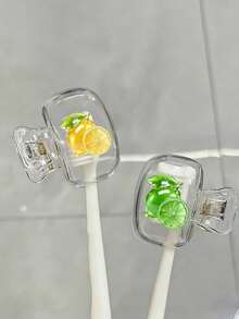 2pcs Lemon Shaped Toothbrush Holder - Cute Design For Travel And Home Storage With Transparent Lid, Compact Portable Design Easy To Carry, Protects Toothbrush Head, Features Dual Drainage And Ventilation, Suitable For Home, Dorm And Travel Use | Cute Toothbrush Head Storage Holder, Suitable For Bathroom Storage, Suitable For Home And Dorm Use - Multicolor - View 6