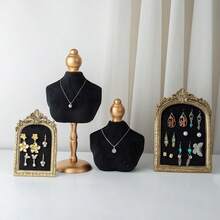 1pc Suporte de Joias Vintage Dourado-Vermelho com Relevo, Suporte de Armazenamento para Colares e Brincos, Suporte de Exibição Elegante Vintage Francês de Alta Gama para Brincos de Pérola e Anéis, Adequado para Conjuntos de Casamento, Presente de Festa do Dia dos Namorados - Multicolorido - Ver 7