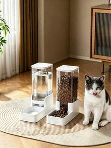 1pc Large Capacity Transparent Pet Food Storage Container, Gravity-Fed Cat/Dog Food & Water Bowl, Easy To Clean, Indoor Pet Supplies - 3.3L - View 2