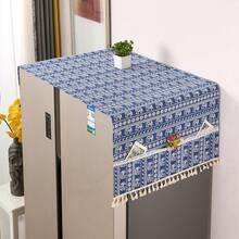 Cotton Linen Fridge Dust Cover With Double Side Pockets Waterproof Anti Dust Refrigerator Top Cover - View 30