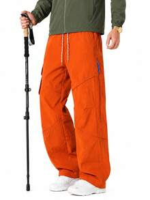 Versatile Men's Loose‑Fit Technical Cargo Pants, Waterproof‑Style Outdoor Bottoms For Hiking, Camping & Streetwear - Orange - View 1