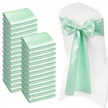 Lazos de Satén para Sillas y Fundas Elásticas para Sillas de Boda, Banquete, Recepción, Sillas Plegables de Comedor, Cintas Decorativas para Sillas, Fundas Elásticas Lavables, Oro, Oro Rosa, Rojo, Azul Marino, Azul Claro, Verde Claro, Negro, 50 Piezas o 100 Piezas - Tira decorativa para fundas de sillas, color verde claro, 100 unidades. - Ver 9