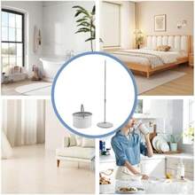 Trapeador Con Exprimidor Mop Incluye 2 Almohadillas de Repuesto Se Pueden Lavar y Secar Color Blanco Cubo Separador de Agua Limpia y Sucia Cubeta Con Exprimidor Trapeador Giratorio Mop - Blanco - Ver 8