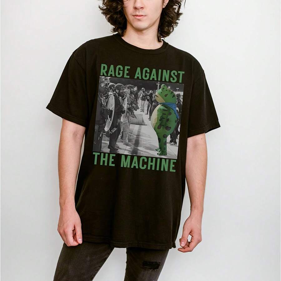 Rage Against The Machine Portland Protest Frog C.Omfort Colors Tee - Black - View 1