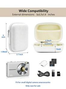 Digital Camera Bag With Wrist Strap, Small Camera Protective Case With Mesh Pocket, Suitable For CCD Camera And Accessories, Essential For Travel Camera Case Camera Pouch Digital Bag Storage Case - White - View 10