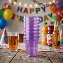 30 vasos de chupito desechables de 2 onzas, vasos de plástico para bodas, fiestas de graduación, porción de muestras de cerveza, cumpleaños (morado transparente) - 1 - Ver 5