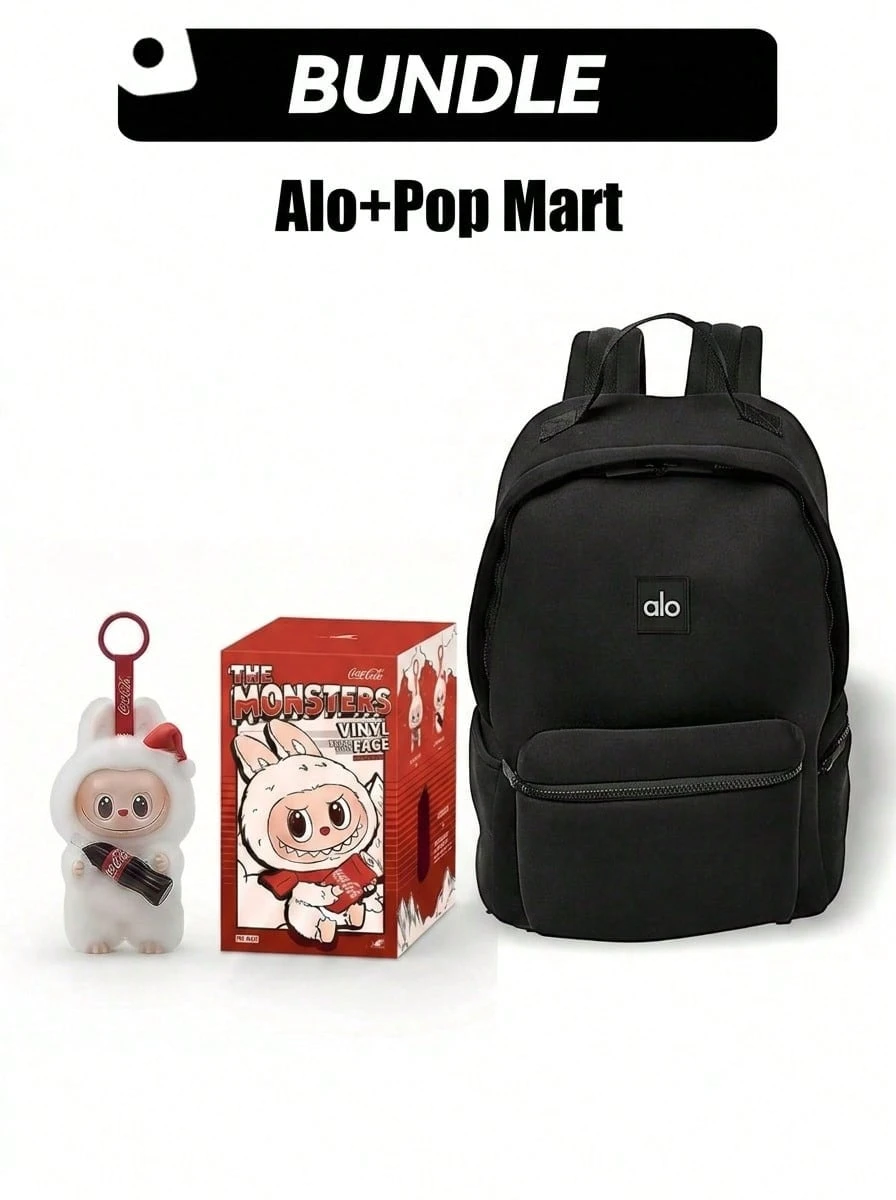 Alo+Pop Mart ALO Stow 女款戶外輕量後背包 & The Monsters 系列乙烯基臉盲盒超值組合套裝，100%正品，盲盒，收藏級人偶，乙烯基人偶，適合兒童與收藏家的完美禮物，度假日禮物（盲盒內部材質：乙烯基，非絨毛填充） - 彩色 - 查看 1