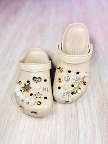 Low-Heeled Croco Clog Sandal, 100% EVA, With Pendant - Soft And Comfortable. - 卡其色 - 查看 3