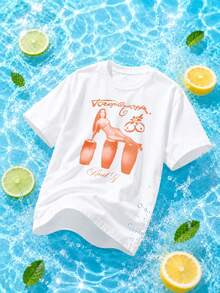 Damen Mehrere Farben Verfügbar Regular Passend Rundhalsausschnitt Kurzarm T-Shirt, Front Large Karol Gs inspiriertes Sommergetränk Grafik, 90er Retro Festival Mode, Alltag Outfit, Strandtag, Stadtbummel, K - Weiss - Übersicht 1
