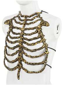 Gothic Skeleton Rib Cage Harness PU Foam Bone Corset For Halloween Cosplay Accessory Gothic Skeleton Rib Cage Chest Armor Ribcage Corset Body Harness For Halloween Cosplay Festivals - Gold - View 8