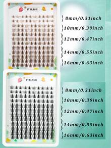 120Pcs Black/Brown Manga Lash Clusters Wispy Spiky Eyelash Clusters C Curly Fairy Cluster Eyelash Extensions 8-16MM Anime Individual Lashes For DIY Lash Beginners - C - View 7