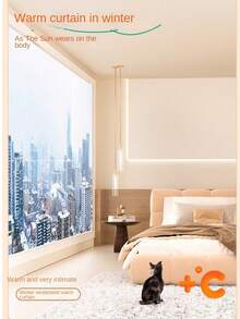 Winter Bedroom Thickened Zippered Transparent Thermal Insulation Curtain, Windproof Cold-Proof Sealing Window Curtain, No-Drill Installation Cold-Warm Air Partition Curtain - Transparent White Zipper Curtains - View 7